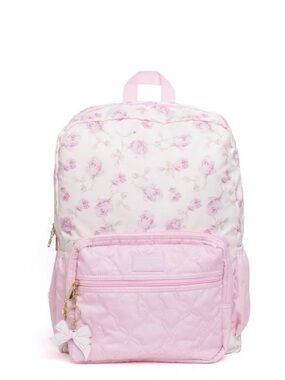LoveShackFancy Pink and Cream Floral Quilted Kids Backpack